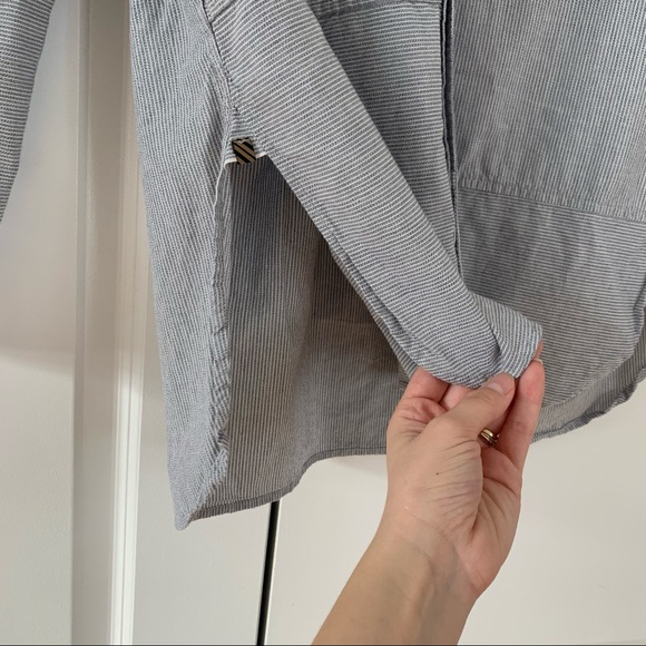 Billy Reid Sz XS Button Down Shirt Band Collar Patchwork Stripe Cotton Menswear - Picture 8 of 9